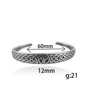 Brazalete Abierto de Plata Tibetana Unisex con Diseño de Nudo Celta, Regalo de Joyería 280720 - Product Image 5