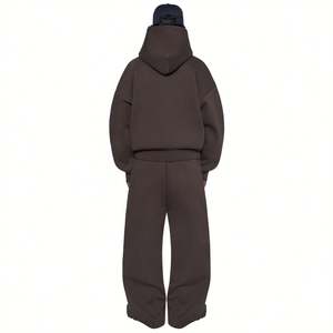 Estilo Casual invierno otoño algodón pesado holgado sudaderas con capucha pantalones de chándal conjunto de chándal para hombres - Product Image 3