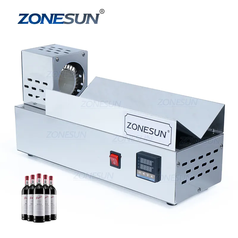 ZONESUN Horizontal PVC Film Capsule Heat Shrinker Wine Capsule Wrapping Bottle Cap Sleeve Shrinking Sealing Machine