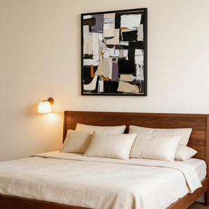 Dipinto Astratto Minimalista Wabi Sabi, <span class=keywords><strong>Collage</strong></span> Geometrico, Arte su Tela Senza Cornice, Toni Terrosi con Evidenze Arancioni, <span class=keywords><strong>Poster</strong></span> Decorativo - Product Image 5