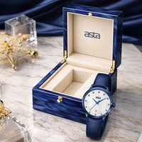 Asta Montre Quartz Femme Acétate Nacre Bleu Royal Bracelet Cuir Luxe Minimaliste OEM