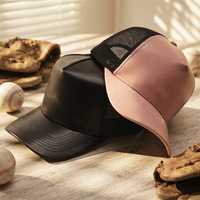 Casquette de baseball en cuir à 5 panneaux avec visière incurvée, broderie 3D personnalisée, faible MOQ, haute qualité, prix bas