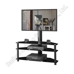 Amerikan stok lüks Modern evrensel duvara montaj LCD temperli cam TV standı mobilya oturma odası için TV eğlence merkezi