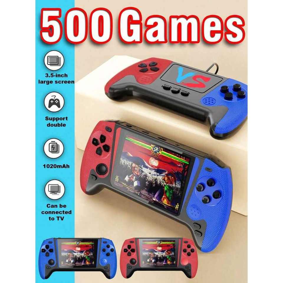 1pc New Big Screen Game Machine, Built-In 500 Classic Retro Games. The Nostalgic Red And White Machine Can Be Played By Two Peop