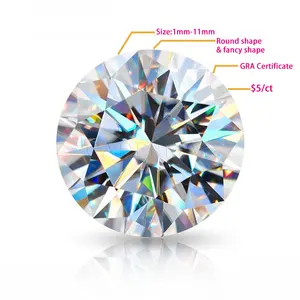 Wholesale Price Cheap Moissanite Loose Stone 5mm-11mm D Round Moissanite VVS1 Stones GRA Moissanite For Making Jewelry