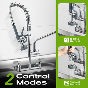 25&quot; Height <strong>Commercial</strong> Kitchen Sink Faucet Wall Mount with Pull Down <strong>Pre</strong>-<strong>Rinse</strong> <strong>Sprayer</strong> for Restaurant Industrial Sink - Product Image 4