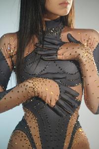 Crystal Pole Dance leotardo Spandex Bodysuit Club Party Mamelucos Mujeres Sexy Stage Performance Monos - Product Image 4