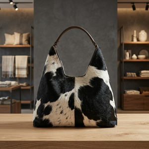 Bolso Tote de Cuero Vacuno Hecho a Mano de Primera Calidad, Diseño en Blanco y Negro, Duradero, Casual, para Viajes y Uso Diario - Product Image 4