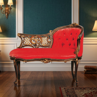Sofá Cama Convertible de Estilo Europeo Moderno, Tapizado en Cuero PU con Detalles en Dorado Tallado a Mano, para Sala de Estar