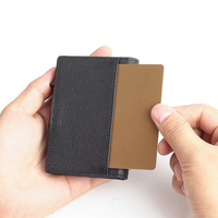 Dompet kulit pria, dompet kulit bisnis Pop up aluminium kustom dengan kantung belakang