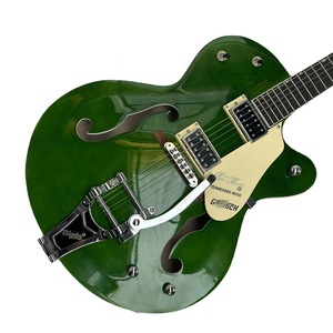 GRTCH Guitare verte à corps semi-creux, manche chromé, livraison rapide (vert bleu orange) - Product Image 1