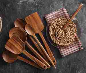 Juego de Utensilios de Cocina de Madera de Teca/Bambú, 6 Piezas, Venta al Por Mayor, Juego de Herramientas de Cocina de Madera de Acacia - Product Image 3