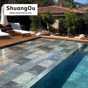 Venta al por mayor Mosaico cerámico mate chorro de tinta 300x600mm Piscina de paisaje azulejos de mosaico de piedra natural azul - Product Image 4