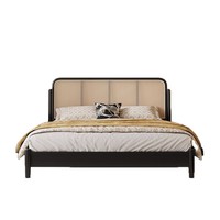 Lit en rotin et bois massif de style chinois vintage, tailles 12m/15m/18m, design multifonctionnel