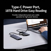 UGREEN USB 3.2 Hub 4 Port 10Gbps 0.15m USB Splitter dengan Port Daya Tipe C Kabel Jalinan untuk Laptop PC