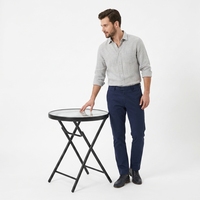 Table d'appoint ronde pliante, table de patio avec plateau en verre trempé, table à manger pour jardin, table ronde pliable en verre