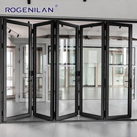 ROGENILAN USA Portes pliantes en verre double couche en aluminium pour extérieur, insonorisées, pour patio