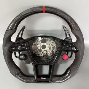 Volant en cuir pleine fleur <span class=keywords><strong>S</strong></span>-<span class=keywords><strong>Line</strong></span> avec bouton de démarrage pour <span class=keywords><strong>Audi</strong></span> R8 TTRS C6 C7 S7 S4 A4 B8 RS3 SQ5 S5 B9 A6 C8 A3 <span class=keywords><strong>2018</strong></span> - Product Image 1