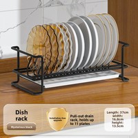 Rak Piring Dapur Stainless Steel Lipat & Dapat Dipindahkan Tanpa Perlu Pemasangan Penyimpanan Kabinet Kecil untuk Mangkuk dan Piring