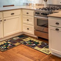 Tapis de cuisine moderne personnalisé en PVC, antidérapant, lavable, fin, ensembles de tapis de cuisine – Vente chaude