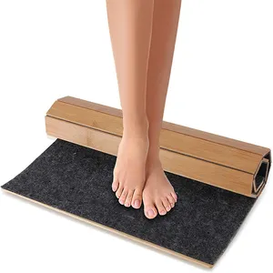 Impermeabile Pieghevole di Bambù Tappetino Da Bagno. Naturale di Bambù Pavimento <span class=keywords><strong>Tappeto</strong></span>. Bagno <span class=keywords><strong>Doccia</strong></span> Piede <span class=keywords><strong>Tappeto</strong></span> con Antiscivolo In Tessuto. - Product Image 1