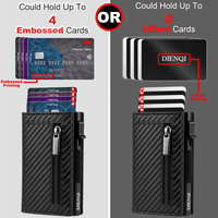 Porte-Cartes de Crédit Anti-RFID Homme, Portefeuille de Luxe Pop-up Fin Minimaliste, Étui Porte-Cartes Bancaires Noir pour Hommes