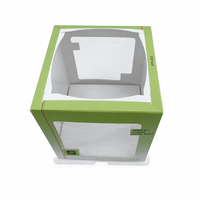Boîte à gâteau verte 22*22*23cm avec fenêtre transparente, vente en gros, pour anniversaire, mariage, pâtisserie, emballage en carton