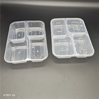 Boîte à bento de préparation de repas rectangulaire jetable au micro-ondes, capacité de 1000ml, injection à emporter en plastique PP