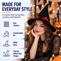 Chapeau de Sorcière Homme Femme Noir Flamme Rouge Pointu Chapeau de Magicien pour Fête Thème Halloween Spectacle Scénique Vente en Gros