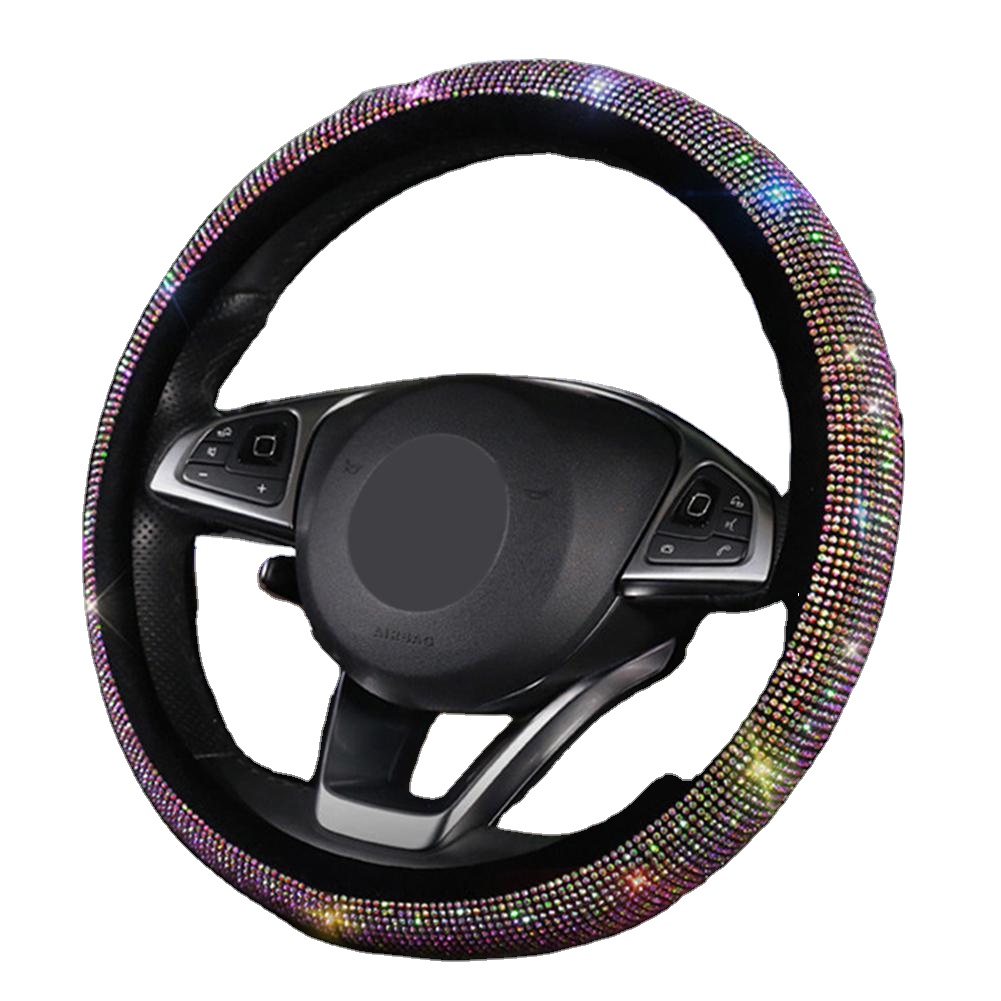 LCRTDS YTE67677 Auto Interior Accessories Rhinestones Steering Wheel Cover - Universal 3-Spoke Wheel