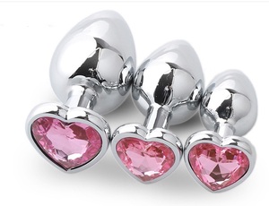 Set di 3 <span class=keywords><strong>Plug</strong></span> <span class=keywords><strong>Anali</strong></span> in Metallo, Giocattoli Sessuali per Adulti, Forma di Cuore con Cristalli, <span class=keywords><strong>Plug</strong></span> Anale Grande per Uomini e Donne - Product Image 5
