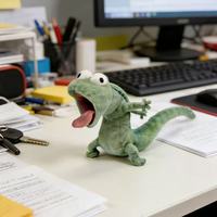 Porte-clés en peluche amusant en coton PP, motif lézard vert menthe, super mignon, jouet en peluche 3D doux