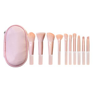 Ensemble de 10 mini-pinceaux de maquillage transparents rose pêche, pinceaux cosmétiques portables pour le maquillage du <span class=keywords><strong>visage</strong></span> et des yeux - Product Image 3