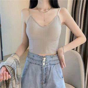 <span class=keywords><strong>Débardeur</strong></span> décontracté pour <span class=keywords><strong>femme</strong></span> été 2026, dos nu à lacets, avec soutien-gorge intégré et bretelles spaghetti croisées - Product Image 4