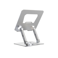 Support universel pour tablette en acier allié et silicone, support de bureau pliable rotatif à 360° pour téléphone portable et tablette, gris argenté vert