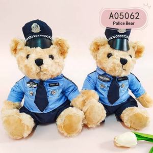 Ours en peluche personnalisé OEM, ours en peluche policiers avec <span class=keywords><strong>uniforme</strong></span>, jouet en peluche doux, cadeau, fournisseur d'usine en gros - Product Image 2