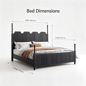 Letto matrimoniale moderno in rovere massello intagliato, stile Mid-Century, con piattaforma, confortevole, durevole ed ecologico per la camera da letto - Product Image 3