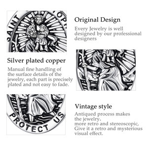 Collier Saint-Christophe Changda en cuivre et laiton, pendentif protecteur, amulette, collier de protection, médaille catholique, bijoux pour hommes - Product Image 4