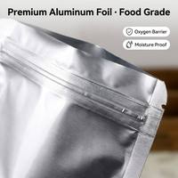 Sac de rangement sous vide en aluminium et plastique, pochette à fermeture éclair, scellée sur trois côtés, sac thermoscellable à fond plat, opaque