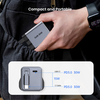 Chargeur GaN Type C 30W Tommox avec câble rétractable pour iPhone 17, adaptateur rapide pour iPhone 17 Pro, chargeur rapide pour iPad