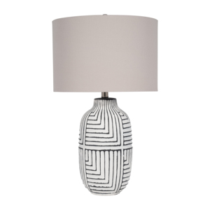 Lampada da Tavolo con Base in Ceramica a Texture Tribale, Illuminazione Decorativa per Camera da Letto, Soggiorno e Comodino - Product Image 2
