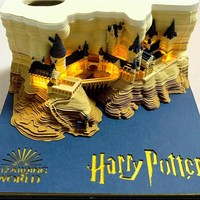 Bloc-notes Dreambox Château de Poudlard, célèbre film, scène de film Harry Potter, blocs de construction du monde magique, sculpture en papier, bloc-notes mémo