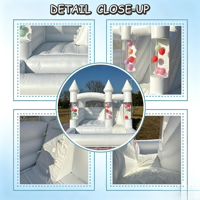 Château gonflable blanc avec toboggan, prix direct usine, vente en gros, idéal pour la location commerciale, les fêtes et les événements en extérieur