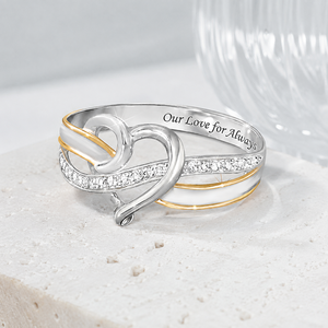 Anello con Cuore Inciso in Cristallo Bicolore per Donne, Gioiello da Dito Romantico e alla Moda - Product Image 4
