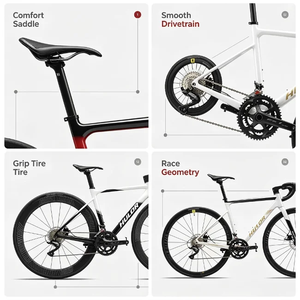 Bicicleta de Carretera de Aluminio FLM ZXUPS-Lt de 18 Velocidades, 700C, Eje Pasante, Frenos de Disco Mecánicos Hidráulicos, Bicicleta de Carreras, para Desplazamientos Diarios - Product Image 2