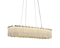 Lustre LED en cristal superposé de luxe à double couche, finition or/blanc, à intensité variable, pour salon et salle à manger, rehausse l'esthétique de l'espace