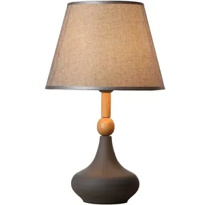 Lámpara de Mesa de Cerámica Vintage E27 con Pantalla de Tela Nórdica para Dormitorio, Sala de Estar, Decoración de Interiores, Lámpara de Noche - Product Image 6