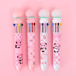 Новый персиковый стиль креативная мультяшная силиконовая 10-цветная шариковая ручка симпатичная сенсорная 10-цветная шариковая ручка