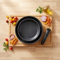 Ensemble de poêles en céramique GiPP antiadhésives avec poignée amovible, compatibles lave-vaisselle et four, compatibles avec toutes les plaques de cuisson