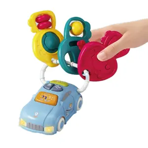 Cartoon Plastic Baby Tanden Baby Rammelaar Speelgoed Batterij Aangedreven Baby Auto Sleutel Speelgoed Licht Geluid Educatief Baby 'S Autosleutel Speelgoed